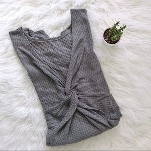 Twist-Back waffle knit sweater